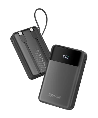 JOYFAR Portable-Charger-Power-Bank Travel Essentials Battery Pack USB C 30000mAh Built in Cable 22.5W Phone Fast Charging Powerbank Compatible with iPhone 16 15 14 13 12 11 iPad Samsung Google (Black)