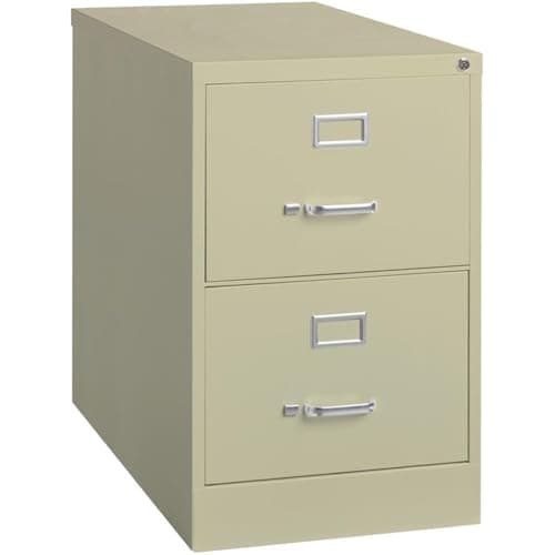 Scranton & Co 2-Drawer Metal Vertical Filing Cabinet, 25 in Depth, Legal Width, Beige Finish, Fully Assembled Steel Construction, Ball-Bearing Slides, Lockable Office Storage