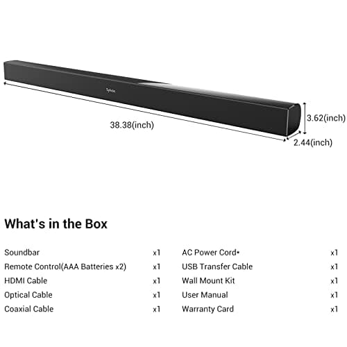 SYLVOX Elf S2 Soundbar, Bluetooth Sound bar for TV IP65 Waterproof, 60W TV Speaker with 3D Surround Sound, Movie/News/Music Mode, Wireless Connection, HDMI ARC, Music Streaming, Wall Mountable 8