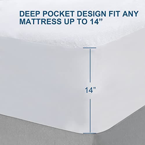 Twin XL Mattress Protector Cover Cooling,Extra Long Twin Waterproof Viscose Terry Mattress Protector for College Dorm Room Essentials,Soft and Noiseless,Deep Pocket Fits Up to 14 Inch Mattress 5