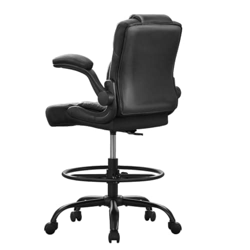 500 lbs Drafting Chair Tall Office Chair with Flip-up Armrests for Standing Desk Executive Ergonomic Computer Leather Desk Chair with Lumbar Support, Adjustable Foot Ring for Home or Drawing Use 9