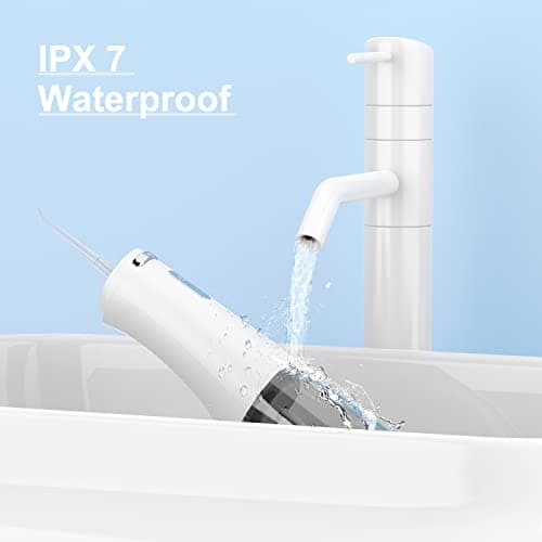 Nicefeel Water Flosser, Cordless Portable Dental Cleaner with 300ml Water Tank, 4 Adjustable Modes & 4 Jet Tips, Type-C Rechargeable Waterproof IPX7 Oral Irrigator for Home & Travel, White 6