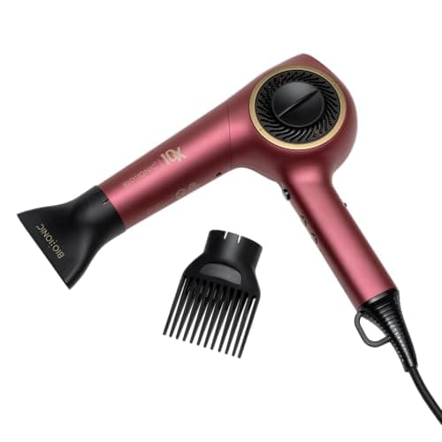 Bio Ionic 10X Ultralight Speed Hair Dryer, Blow Dryer with Adjustable Heat & Speed, Memory Function, Professional Hair Styling Tool for Fast Hair Styles, Limited Edition Velvet Rouge