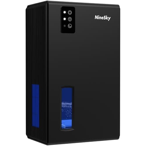 NineSky Dehumidifier,98 OZ Dehumidifiers for Home,(1100 sq.ft) Dehumidifiers for Basement Bathroom Bedroom with Auto Shut Off, Switchable 7 Colors Light(Black)