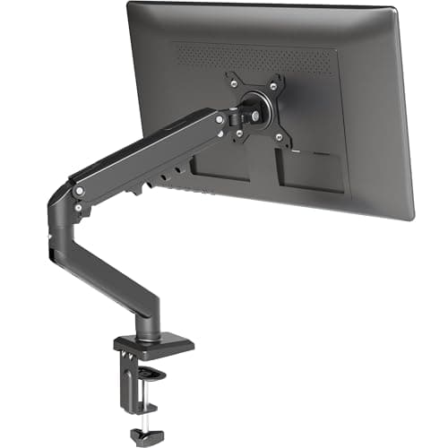 Claiks Single Monitor Mount, Ergonomic Gas Spring Monitor Arm for 15-32 inch Screens, Adjustable Computer Stand up to 20 lbs, with Clamp and Grommet Base, VESA Mounting Holes 75&100mm, Black