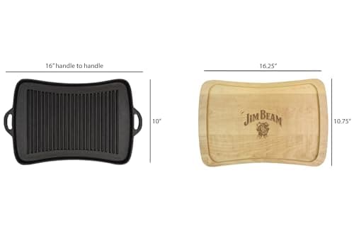 Jim Beam Cast Iron Fajita Pan with Wooden Trivet, Pre-Seasoned Ideal for Barbecuing and Camping, Large, Black,JB0206 6