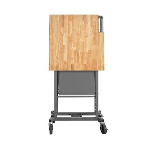 COSCO SmartFold Butcher Block Portable Workbench/Folding Utility Table (Gray Steel Frame) 7