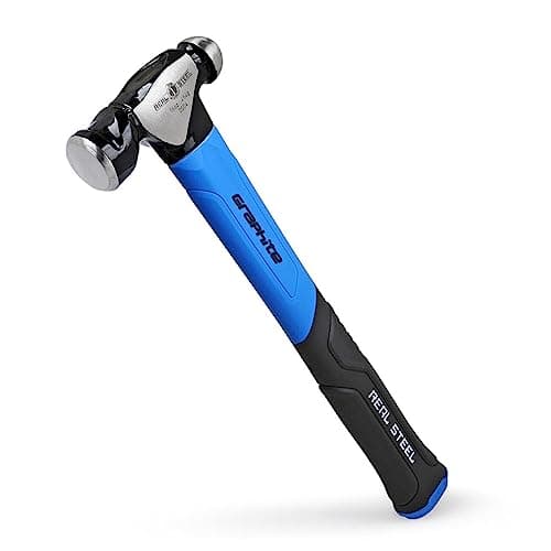 Real Steel Ball Peen Hammer 16oz, Metalworking Tool Forged Steel Head Ball Pein Hammer Jacketed Graphite 0504
