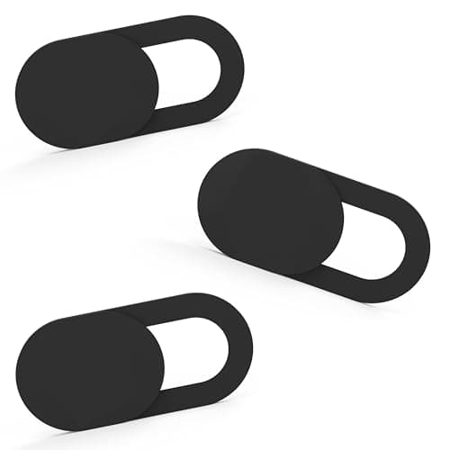 Tsyfro Ultra-Slim Laptop Camera Cover Slide | 0.03 Inch Thick | Upholds Digital Privacy | Compatible with Mobiles, Tablets, Desktops & Laptops | Classic Black - 3 Pack