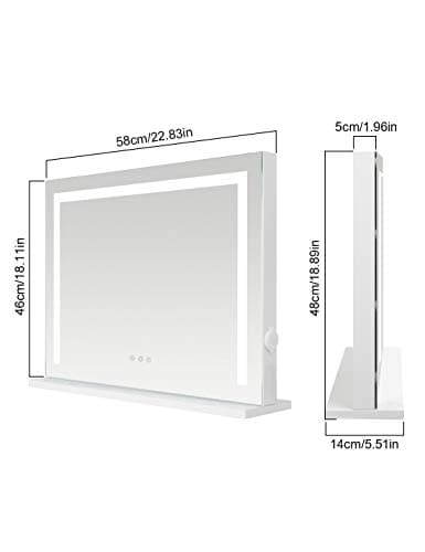 iCREAT Vanity Mirror with Light, Wall Mounted Hollywood Makeup Mirror with Dimmer, Tabletop Mirrors for Makeup, Touchscreen Control Mirror with USB Outlet, White 6