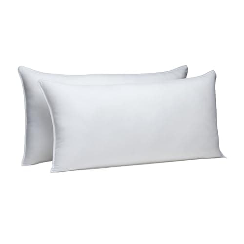 Amazon Basics Down Alternative Bed Pillows for Back and Side Sleepers, Medium Density, King Size, 36" x 20", White, 2-Pack