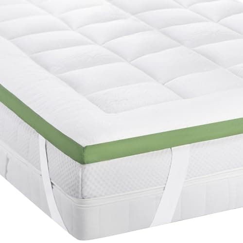 Niagara Sleep Solution Mattress Toppers 2 Inch Bamboo Viscose Queen Green, White