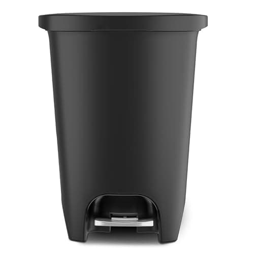 Glad Premium 13 Gallon Trash Can - Plastic Kitchen Waste Bin with Odor Protection of Lid, Stainless Steel Step On Foot Pedal and Garbage Bag Rings, Black 6