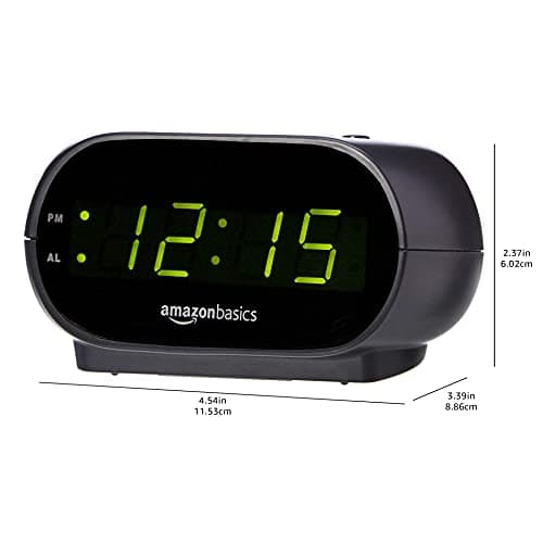 Amazon Basics Small Digital Oval Alarm Clock with LED Display, Nightlight, Snooze Function & Battery Backup, Black, 4.5 x 3.5 x 2.4 Inches 6