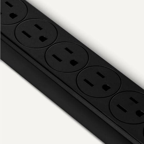 Amazon Basics Rectangle 6-Outlet Surge Protector Power Strip with Circuit Breaker, 600 Joule, 2ft Cord, Black, 2-Pack 3