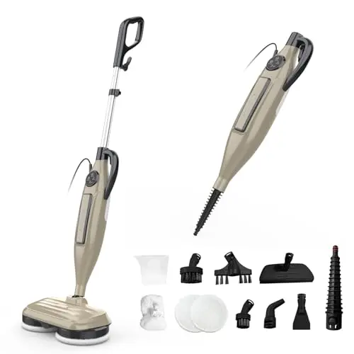 DEVOAC VM6 Scrubbing Steam Mop with Rotating Mop Pads, 10 in 1 Steam Mop, Lightweight Spin Mop & 3 Steam Modes & LED Headlights for Hard Floor Laminate Marble Floors