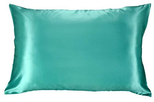 Celestial Silk 100% Pure Mulberry Silk Pillowcase Premium 25 Momme for Hair and Skin, Hypoallergenic Charmeuse Silk Weave on Both Sides - Envelope Closure (Queen, Aqua)