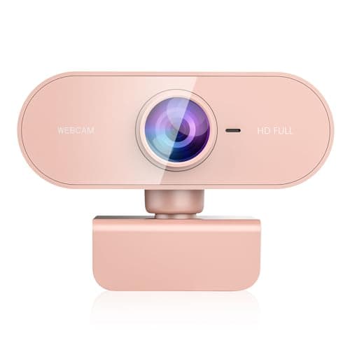 Webcam for PC&1080P HD Web Cam,Webcam with Microphone,Stand for PC/MAC/Laptop/Desktop,Wide Angle Web Cameras for YouTube,Skype,Zoom,Xbox One,Video Calling,Studying Pink