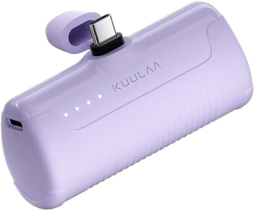 Kuulaa Portable Charger USB C Power Bank 4500mAh Small Portable Phone Charger Android Compact Plug in Battery Pack Portable Compatible with iPhone 15, Samsung Galaxy, Moto, LG, Pixel, Purple