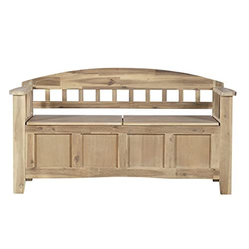 Linon Frankie Natural Wood Washed Storage Bench 7