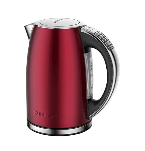 Cuisinart PerfecTemp 1.7-Liter Electric Kettle, Cordless Electric Tea Kettle, 1500W for Fast Heat-Up, 6 Preset Temperatures, 30-Minute Keep Warm, Stay Cool Nonslip Handle, Red Stainless