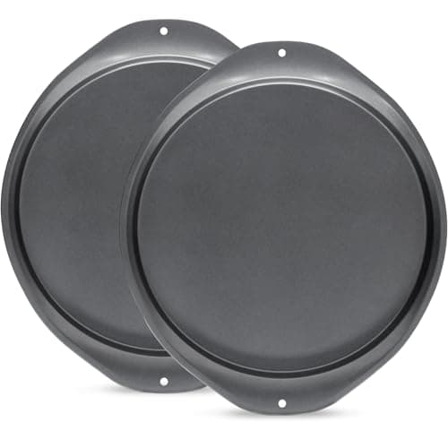 RavisingRidge Pizza Pan - 14 Inch Nonstick Pizza Pan for Oven with Widen Handles for Cooking, Baking, and Grilling - Durable, Even Heating, Long-Lasting Kitchen Cookware (2, Black)