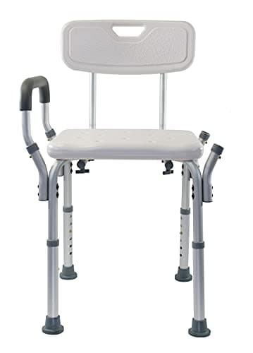 Essential Medical Supply Height Adjustable Shower and Bath Bench with Back, Padded Arms and Textured Seat - Perfect Shower Chair for Inside Shower or Tub for Seniors and Adults - Supports 300lbs. 6
