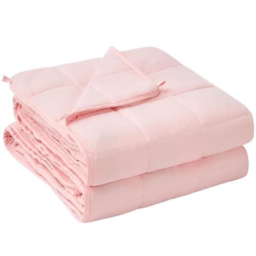yescool Weighted Blanket for Adults (20 lbs, 60” x 80”, Pink) Cooling Heavy Blanket for Sleeping Perfect for 190-210 lbs, Queen Size Breathable Blanket with Premium Glass Bead, Machine Washable