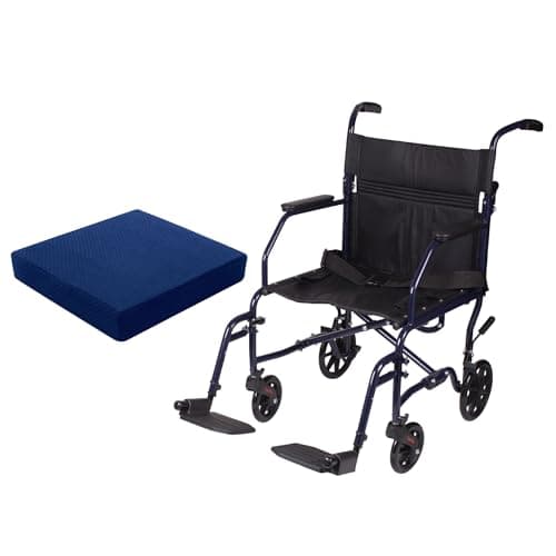 Carex Transport Wheelchair with Cushion, 19 inch Seat - Folding Transport Chair with Foot Rests 11