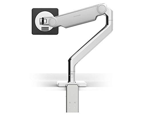 Humanscale M2.1 Adjustable Monitor Arm with Two-Piece Clamp Mount with Base - Polished Aluminum M21CMWBTB