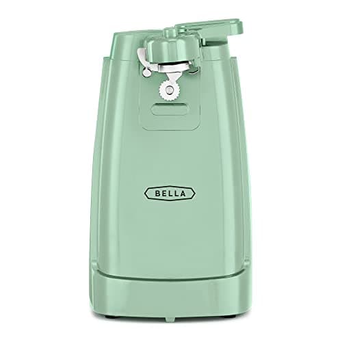 bella Electric Can Opener and Knife Sharpener, Removable Cutting Lever, Cord Storage, Stainless Steel Blade, Sage