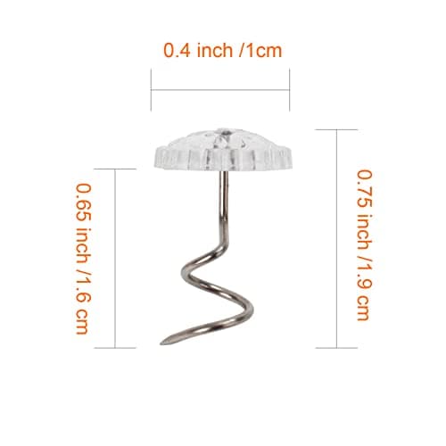 CANWUPON 50 Pcs Bed Skirt Pins, Twist Pins Upholstery Tacks, Clear Heads for Slipcovers and Bedskirts, Furniture, 0.5 Inches 5