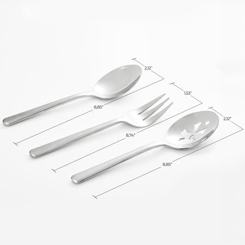 Serving Spoon x 2,Slotted Serving Spoon x 2,Serving Forks x 2,RTT 9 Inch Stainless Steel Catering Serving Utensils for Party Buffet Dinner Banquet Kitchen Basics (Silver Mirror Finish) 5