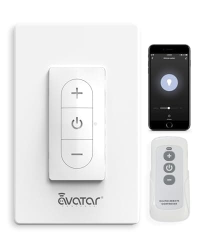 Smart Dimmer Switch with Remote Control, Avatar Controls Wi-Fi Light Switch Compatible with Alexa Google Home Assistant, in Wall, No Hub Required, Single Pole, Neutral Wire Needed