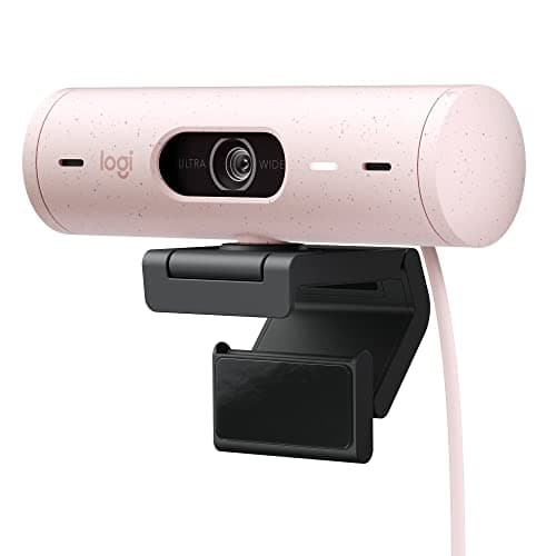 Logitech Brio 500 Full HD Webcam: Auto Light Correction, Auto-Framing, Viewing, Noise Reduction Mics, Privacy Webcam, for Microsoft Teams, Google Meet, Zoom - Pink