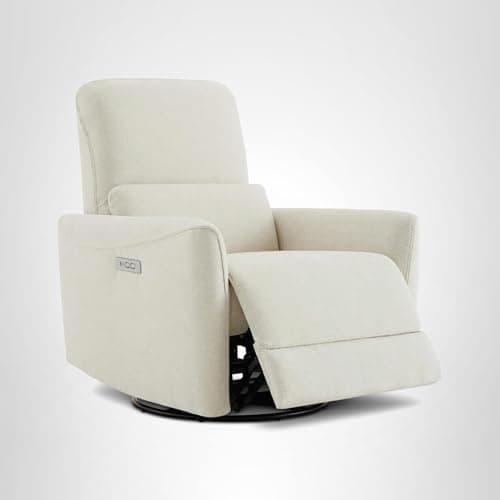 CHITA Power Recliner Chair Swivel Glider, FSC Certified Upholstered Living Room Nursery Reclining Sofa Chair with Lumbar Support, Linen 10