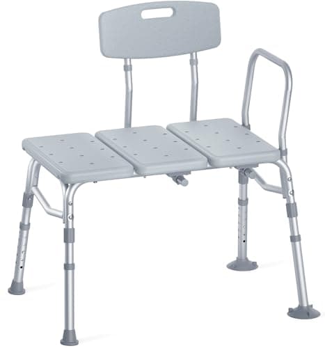 HOMLAND Tub Transfer Bench for Bathtub, FSA/HSA Eligible 400 lbs Heavy Duty Shower Chair with Backrest, Slip-Resistant Feet, Height Adjustable Shower Bench Shower Seat for Elderly and Disabled