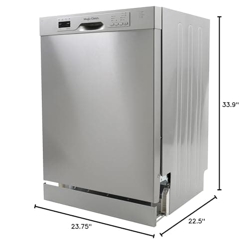 Magic Clean MCDW24SI Dishwasher 24-Inch Built in with 3 Wash Options and Automatic Cycles, Stainless Steel Construction with Electronic Control LED Display, Low Noise Rating, Metallic 9