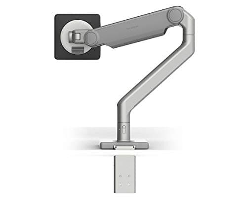 Humanscale M2.1 Adjustable Monitor Arm with Two-Piece Clamp Mount with Base - Silver M21CMSBTB