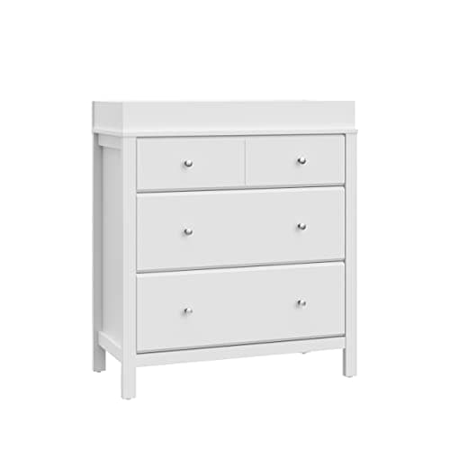 Storkcraft Horizon 3 Drawer Chest with Changing Topper (White) – GREENGUARD Gold Certified, Includes Removable Changing Table Topper, Chest of Drawers for Nursery & Kids Bedroom