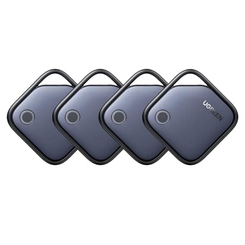 UGREEN FineTrack Air Tracker Tags (iOS Only) 4 Pack, 2-Year Replaceable Battery Bluetooth Tracker Compatible with Apple Find My, Item Finder Smart Tag for Keys, Luggage - [Apple Find My Certified]
