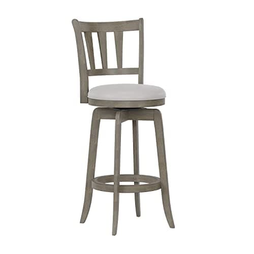 Hillsdale, Presque Isle Wood Bar Height Swivel Stool, 19"D x 17.5"W x 43.5"H, Aged Gray