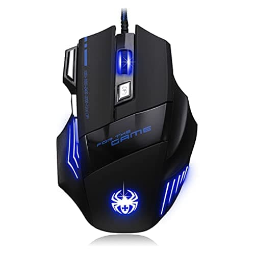 AFUNTA Zelotes Ergonomic 7200 DPI LED Optical Wired Gaming Mouse Mice 7 Buttons Compatible Mac Pro Gamer PC Laptop Desktop Notebook-Black Black(T80) 8