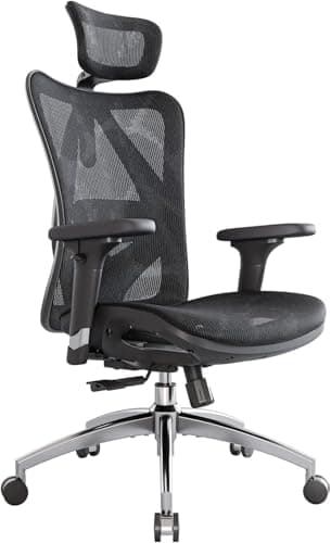 SIHOO M57 Ergonomic Mesh Office Chair, High Back Home Desk Chair with 3D Armrests, Lumbar Support and Adjustable Headrest, Comfortable Computer Chair, Big & Tall Office Chair Hold 330 LBS-Black
