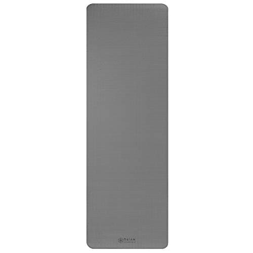 Gaiam Essentials Thick Yoga Mat Fitness & Exercise Mat with Easy-Cinch Carrier Strap, Grey, 72"L X 24"W X 2/5 Inch Thick, 10mm 10