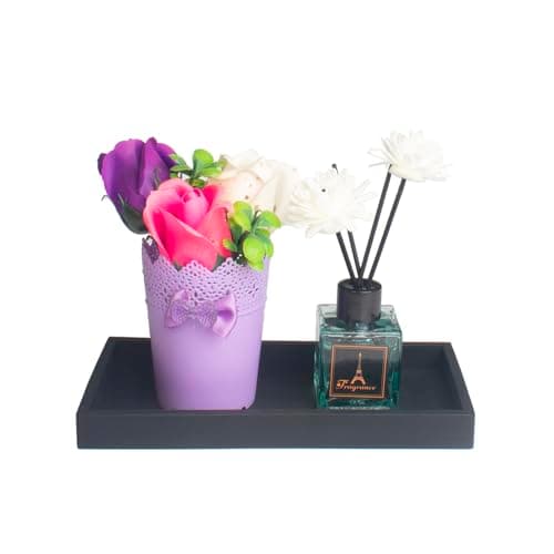 DNC Bathroom Counter Tray, 11.8" Silicone Vanity Tray, Kitchen Sink Soap Tray for Dish Holder Dispenser Countertop Toilet Tank Desk Organizer Black 7