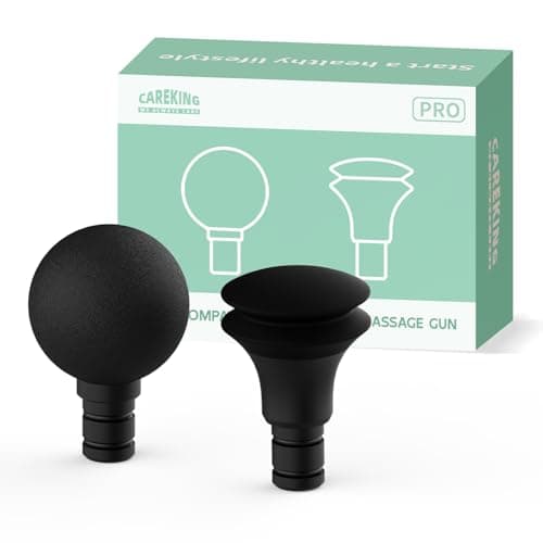 CAREKING Massage Gun Head Replacement for CAREKING Massager Model 8000TR, Swan Neck Muscle Massager Attachment, Air-Cushioned Flat & Ball Head Attachments