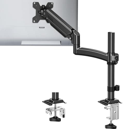 Single Monitor Arm Holds 4.4-22lbs, Monitor Stand for Desk, Height Adjustable Monitors Mount for 32 27 24 22inch, Full-Motion Monitors Desk Mount with C-Clamp&Grommet Base, Freelift Black