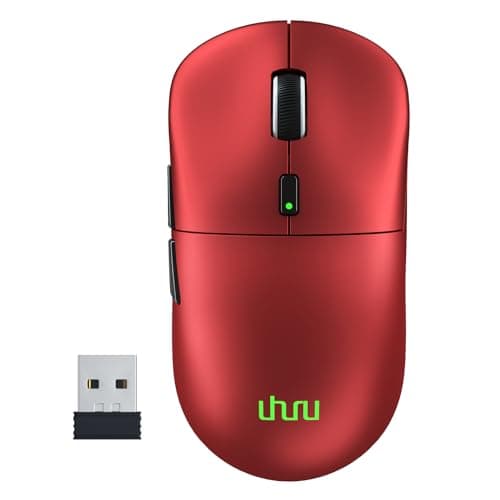 UHURU Gaming Mouse Wireless - 68g Ultra Lightweight Gaming Mouse - RGB Backlight - 26,000 DPI - 6 Programmable Buttons - 70H Battery Life, Rechargeable Wireless Mouse Fit for PC/Mac - Red(WM-09)