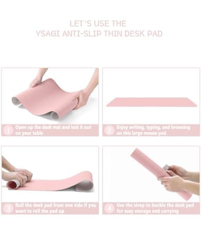 YSAGi Non-Slip Leather Desk Pad Blotter, Waterproof Laptop Computer Desk Keyboard Mat, Table Protector Mat, Large Mouse Pad for Office/Work/Home/Decor(Pink, 31.5" x 15.7") 6